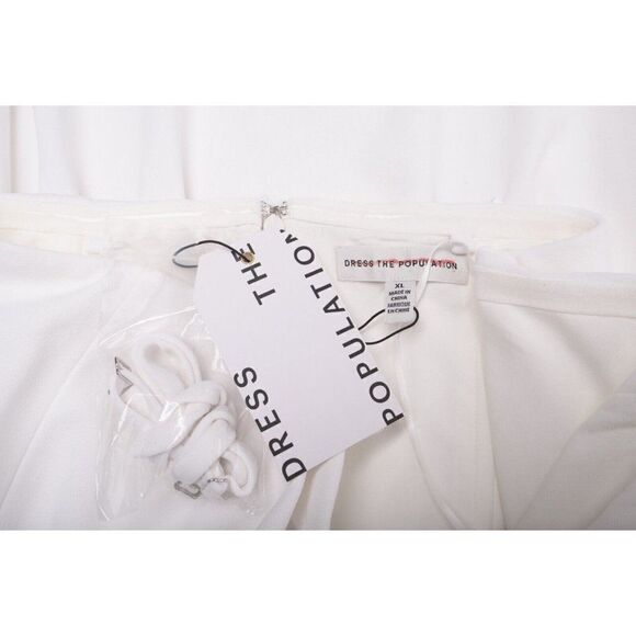 Dress The Population Womens Liv Ruffled Midi Dress Strapless XL White NWT - Picture 7 of 7